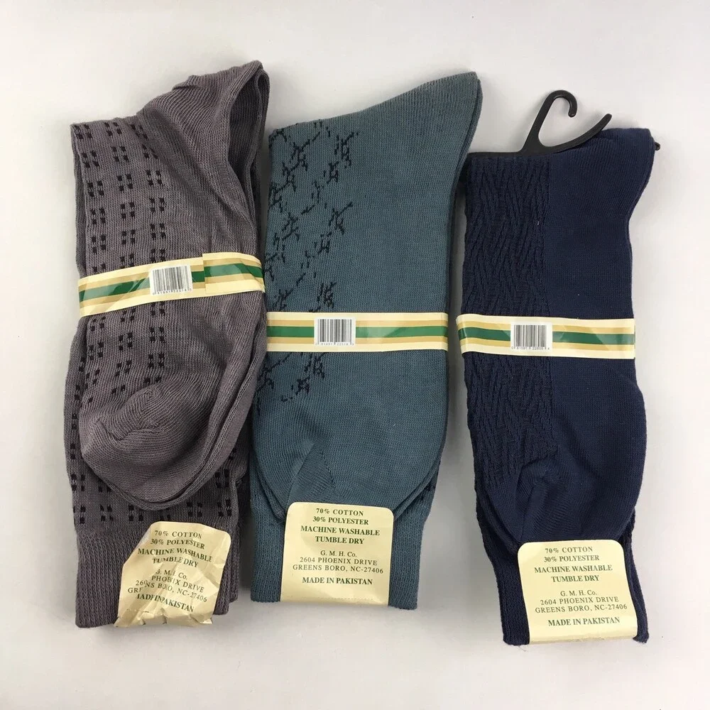 Mixed Lot of 3 Pairs Gold Medal Mens Dress Socks Size 10-13 Hosiery Cotton Blend
